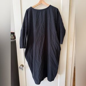 Black Crane Bud Cocoon Midi Dress, Black, Size L